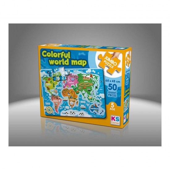 ONUR 31015 COLORFUL WORLD MAP JUMBO PUZZLE 50PRÇ