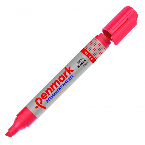 PENMARK HS406 03 PERMANENT MARKER KESİK UÇ KIRMIZI