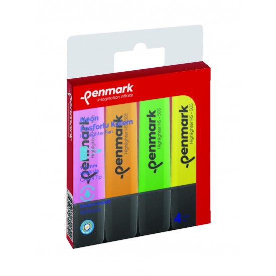 PENMARK HS505 4N FOSFORLU KALEM 4LÜ BLS NEON RENK