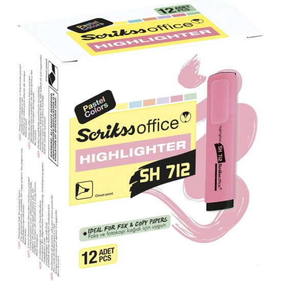 SCRİKSS SH712 FOSFORLU PASTEL PEMBE 12Lİ KT