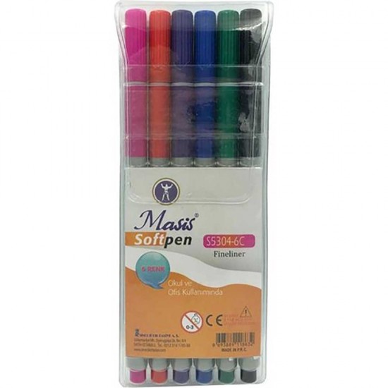 MASİS S5304-6C SOFTPEN FİNELİNER 6 RENK PVC