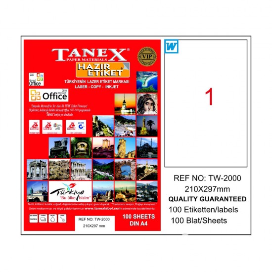 TANEX TW-2000 LAZER ETİKET 210X297MM