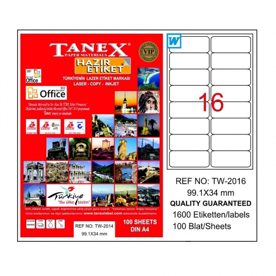 TANEX TW-2016 LAZER ETİKET 99,1X34MM