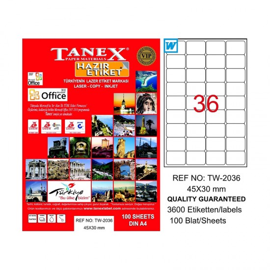 TANEX TW-2036 LAZER ETİKET 45X30MM