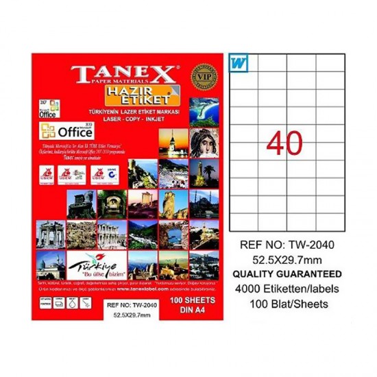 TANEX TW-2040 LAZER ETİKET 52,5X29,7MM