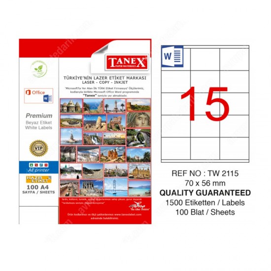 TANEX TW-2115 LAZER ETİKET 70X56MM