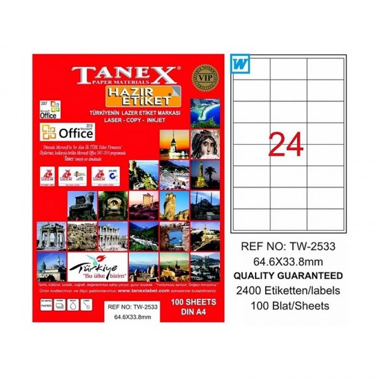 TANEX TW-2533 LAZER ETİKET 64,6X33,8MM