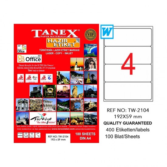 TANEX TW-2104 LAZER ETİKET 192X59MM