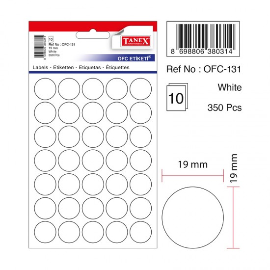 TANEX OFC-131 OFİS ETİKETİ BEYAZ