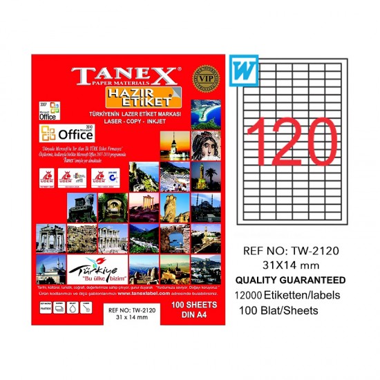 TANEX TW-2120 LAZER ETİKET 31X14MM