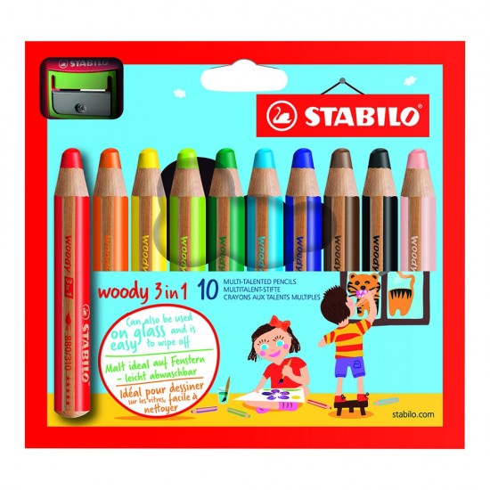 STABİLO WOODY 3 IN 1 10 RENK+KALEMTRAŞ 880/10-2