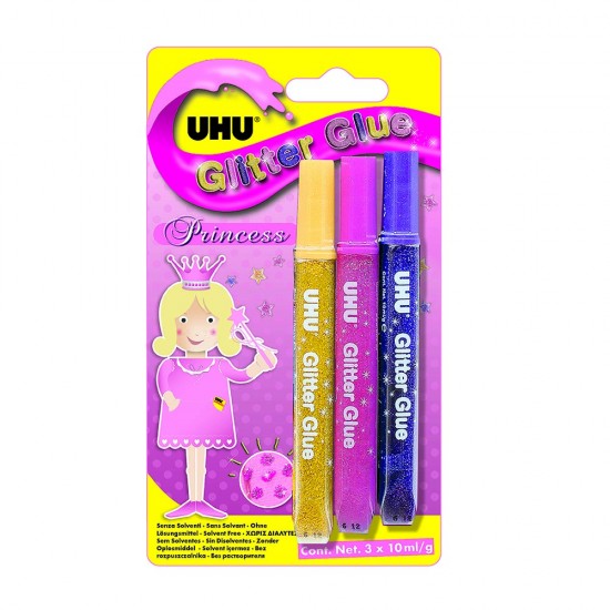 UHU YAPIŞTIRICI GLITTER GLUE PRINCESS 3LU BL 46430